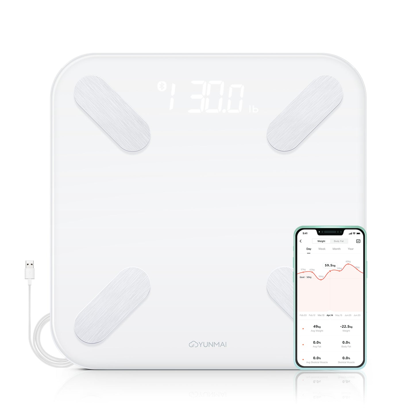 Yunmai X Mini 2 Smart Scale Bluetooth Body Fat BMI App Hidden